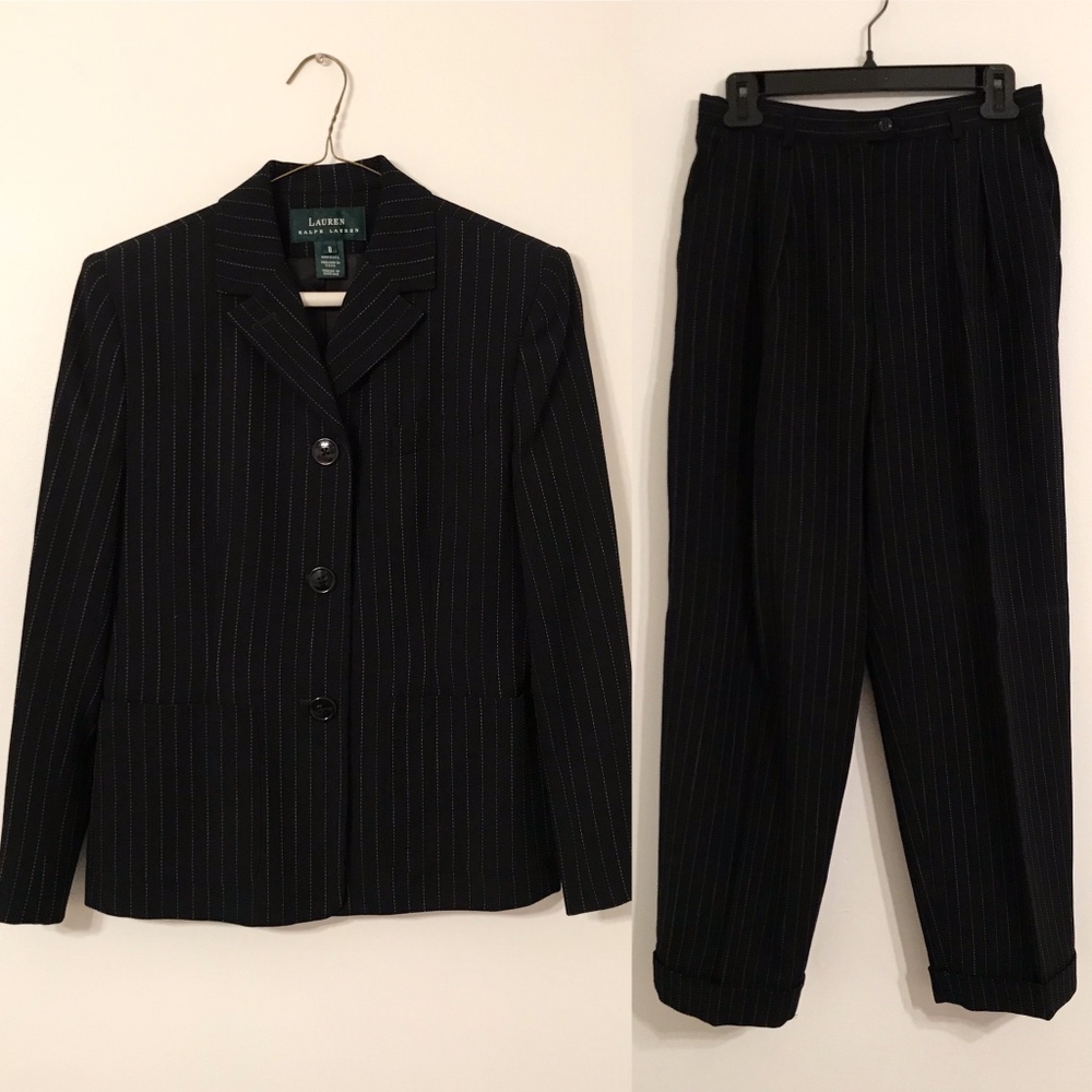 Navy Ralph Lauren Striped Blazer & Pants Set